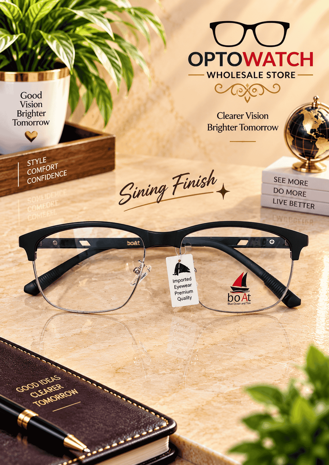LENSKART STYLE LIGHT WEIGHT HALF METAL TR BLACK SKY COLOR MEDIUM