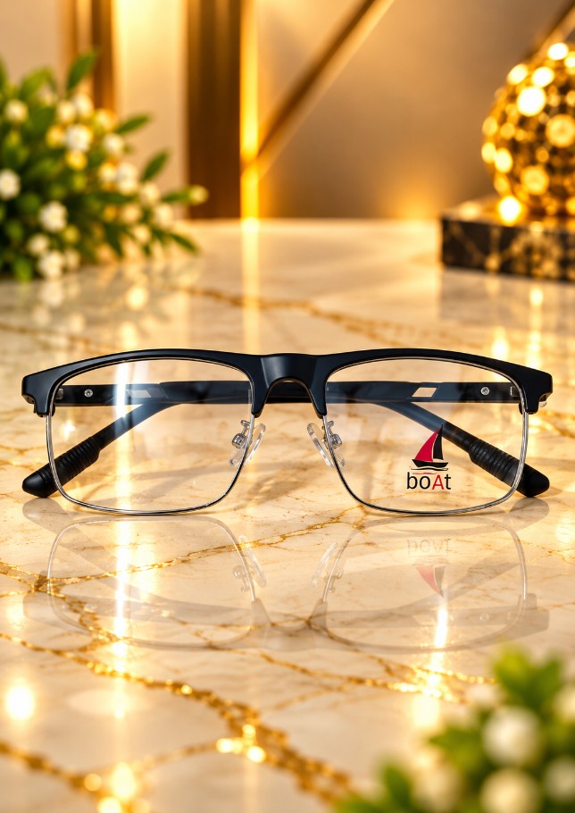 LENS KART STYLE FANCY TR HALF METAL LIGHT WEIGHT MEDIUM SIZE BLACK COLOR FRAME